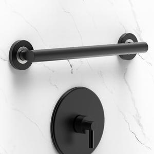 16 inches Stainless Steel Designer Grab Bar for Bath Safety, Collection Glacier, ADA Compliant 500lbs Loading Capacity, Dual Tone (Matte Black | Chrome) 16 inches Stainless Steel Designer Grab Bar for Bath Safety, Collection Glacier, ADA Compliant 500lbs Loading Capacity, Dual Tone (Matte Black | Chrome)