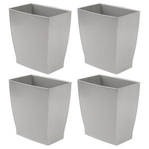 iDesign Small Plastic Bathroom Trash Can, Slim Rectangle, 4-Pack | Garbage Bin