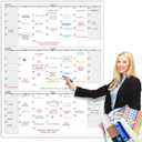 Dry Erase Vertical Three Month Laminated jumbo Wall Calendar, 46 x 63, Huge quarterly Laminated Erasable White Board, Giant 90 day Family Whiteboard Schedule Planner, Large Multi Month Reusable