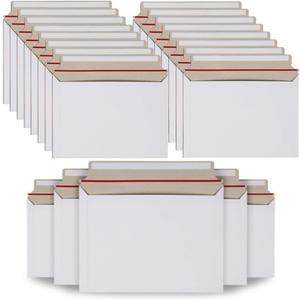 RHBLME 100PCS Stay Flat Mailers, 6x10 Inch Rigid Mailers Cardboard Envelopes, Self-Seal Mailers, White Rigid Shipping Envelopes, Use on School and Office, Great for Photo, Documents, Certificate