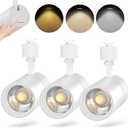 VANoopee 3-Color J Type Track Lighting Heads 20W for Juno Rail - Dimmable Bright LED Track Light Fixtures 3000K 4000K 5000K Ceiling Spotlight for Accent Task, No Flicker CRI90+ 36 2000lm White 3 Pack