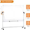 VIZ-PRO Double-Sided Mobile Whiteboard, 60 x 48 Inches, Magnetic Rolling Dry Erase White Board on Wheels with Aluminium Frame and Stand 5' x 4'