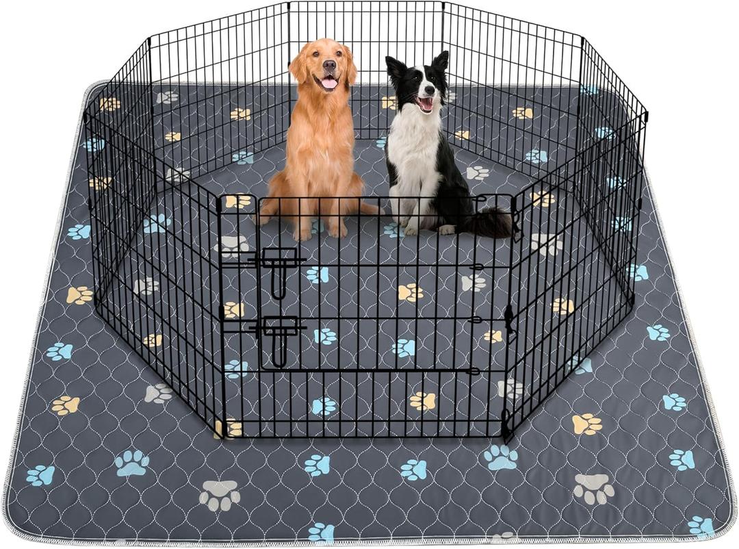 Aitmexcn Washable Puppy Dog Pee Pad, 2PCS 100% Waterproof Whelping Training Mat for Puppy/Senior Dog, Fast Drying Reusable Puppy Pads for Indoor, Outdoor and Car Travel- 48'' x 48'',Gray (Colour Paws)