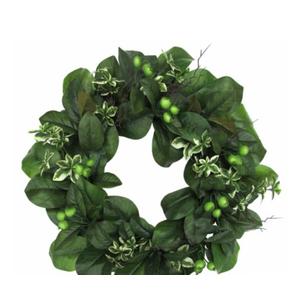 24 inch magnolia leaves and berry grapevine wreath