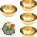 4 Pcs 3.2inch Stainless Steel Small Bowls for Dips, Round Gold Bowl Seasoning Dishes for Side dishes, Appetizer, Dip, Sushi