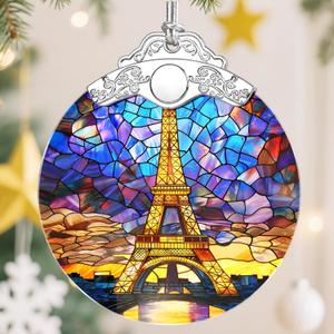 Christmas Ornaments, Christmas Tree Decorations, Keepsake Ornaments, Holiday Decor, Holiday & Xmas Gifts, Gifts for Travel Lovers & Art Lovers - Eiffel Tower-Theme