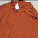 jekaoyi Button Down Short Sleeve Linen Shirts for Men Summer Casual Cotton Spread Collar Beach Shirts orange, L