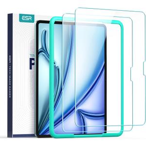 ESR 2 Pack Screen Protector for iPad Air 11 Inch M3/M2 (7th/6th Generation, 2025/2024), 9H Tempered Glass Film Guard with Alignment Frame, Anti-Scratch, Bubble Free, HD Clarity, Apple Pencil Compatible