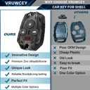 No Cutting Required - Upgraded Key Fob Shell Case for Honda Accord 2003-2012 / Civic EX 2006-2013 / Pilot 2009-2015 / CR-V 2005-2006 Zinc Alloy Heavy Key Fob Cover (4 Button-Black)