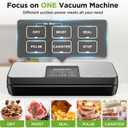 SPACEKEY Vacuum Sealer Machine, 85Kpa Food Vacuum Machine, Food Vacuum Sealer with Bag Roll Storage Space, Dry&Moist Modes, Pulse Function, Built in Cutter, Bag Roll included, Silver