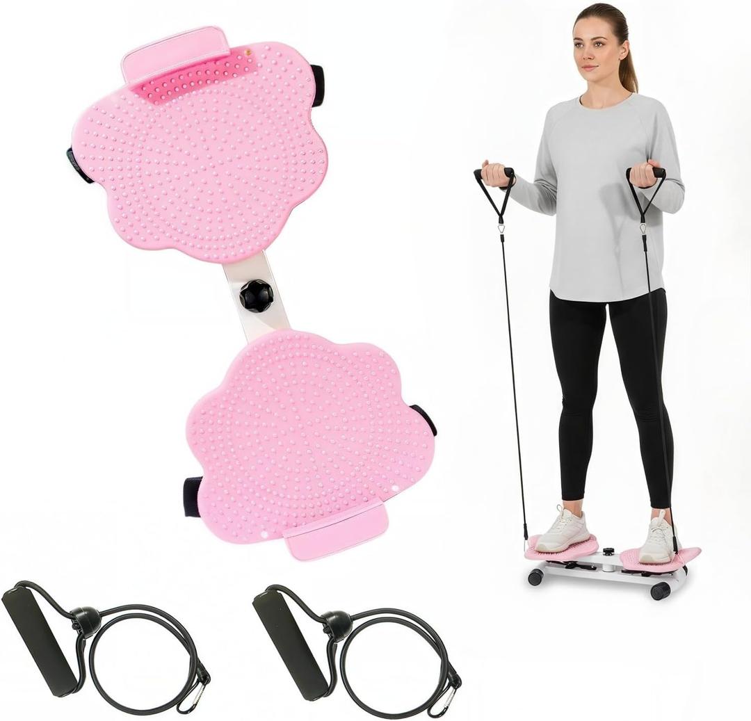 Ab Machine & Waist Twister - Slimming Tool With Foot Massage (Light Pink)