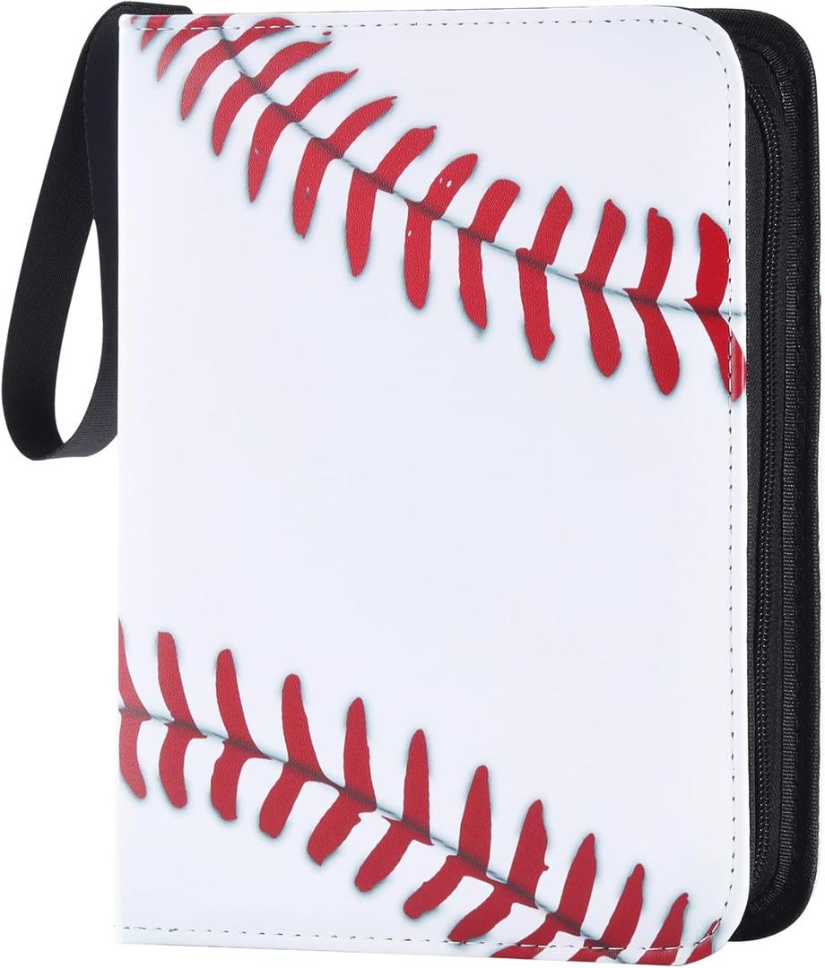 Zettokete Baseball Card Binder 4 Pocket - Holds Up to 400 Cards, Zippered Binder with Carry Handle for Baseball Cards Collectors