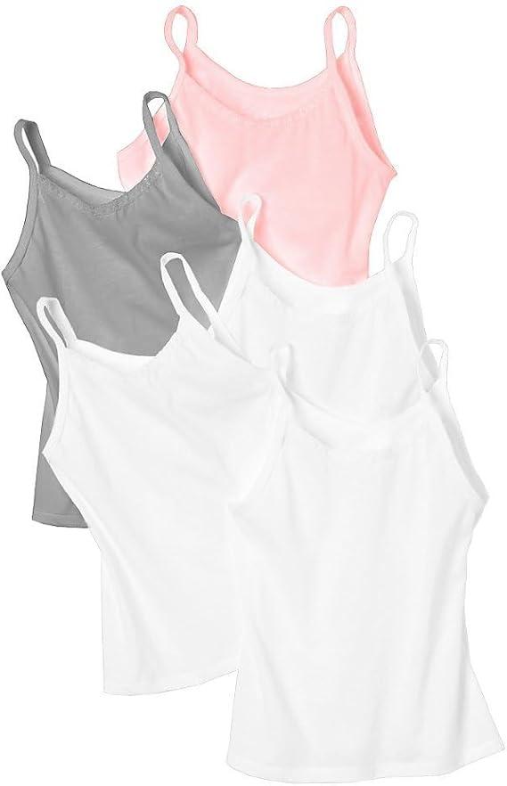 Girls' Camisole, 100% Cotton Tagless Cami, Toddler Sizing, Multiple Packs & Colors Availabl Size S