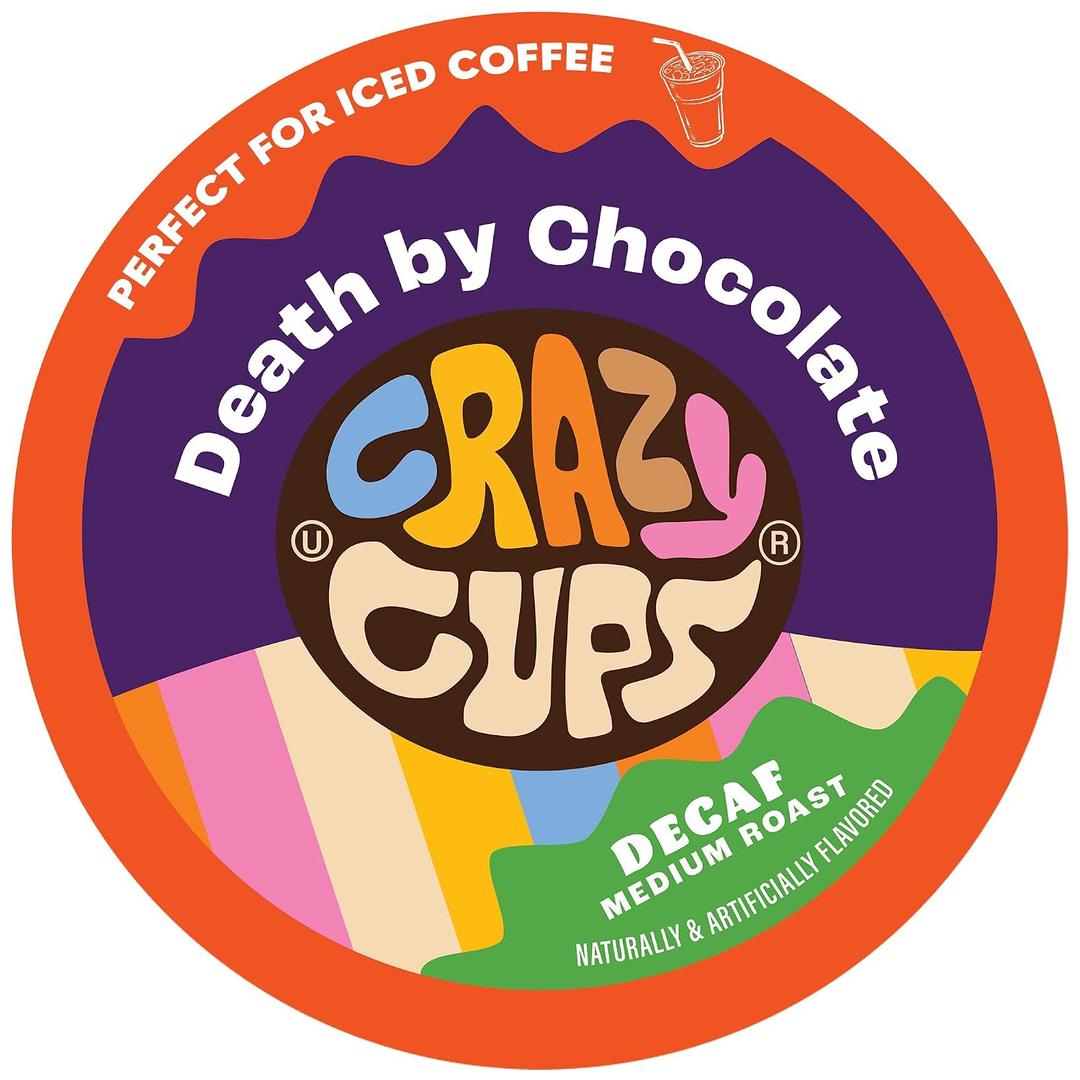 Crazy Cups Decaf Flavored Hot or Iced Coffee, for the Keurig K Cups 2.0 Brewers, Death By Chocolate, 22 Count (EXP 04/28/28)