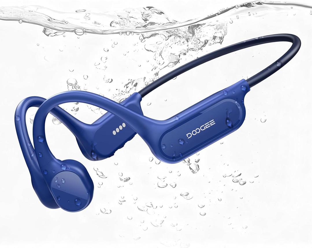 DOOGEE Bone Conduction Headphones IP68 Waterproof Swimming Headphones,10H Battery Life Sports Running Wireless Bluetooth 5.4 Open Earphones 32GB MP3 Dual Modes for Cycling,Underwater Swimming,Fitness