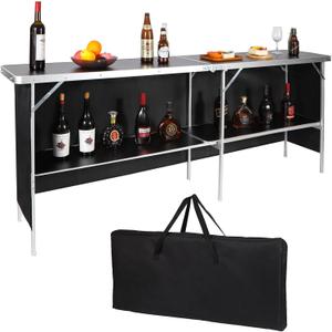 REDCAMP Portable Bar Table, Pop Up Folding Mobile Bar Bartender Table with Carry Bag for Events, Party, Camping, Tradeshow, Exhibition, Easy Setup, Black, 82"x33"x15" REDCAMP Portable Bar Table, Pop Up Folding Mobile Bar Bartender Table with Carry Bag for Events, Party, Camping, Tradeshow, Exhibition, Easy Setup, Black, 82"x33"x15"