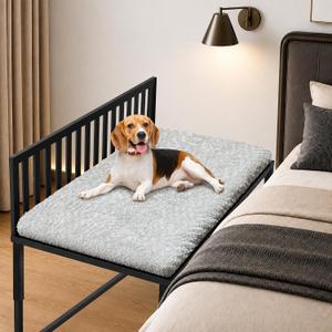 Beside Dog Bed,Adjustable Height Dog Bunk Beds,25.5‘’x18‘’Metal Dogs Bed Frame with Cushion (Large)