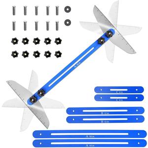 Stair Treads Gauge Template Tool - Stair Jig, Measuring Stair Tool, Shelf Scribe Tool for Stairs, Risers, Shelf and Cutting Drywall, 12In to 60In(Blue)