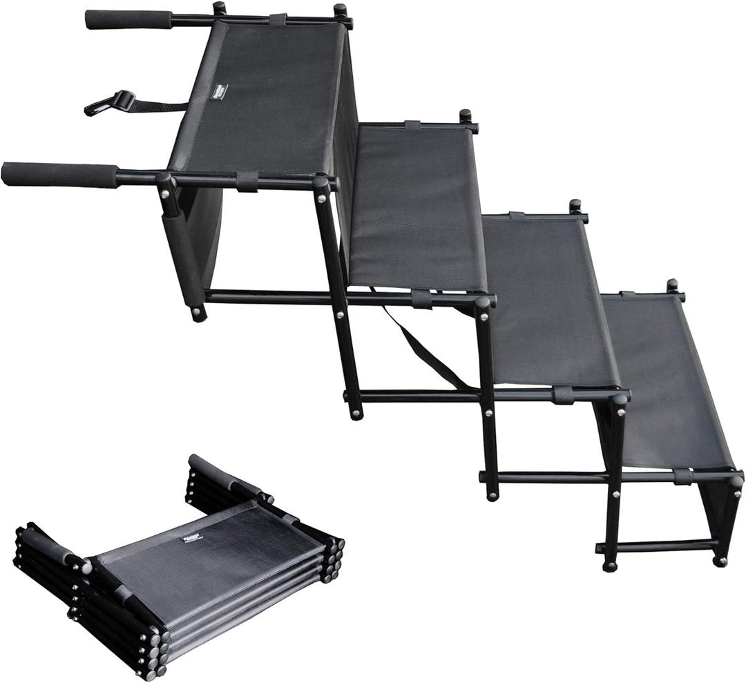 Downtown pet Supply - Foldable Dog Stairs for Car - Safe & Portable Pet Ramp for Large Dogs with Rubber Traction Mat & Rubber Feet - SUV, Truck, Van & Car Accessories - 20 to 30 in Adjustable Height Downtown pet Supply - Foldable Dog Stairs for Car - Safe & Portable Pet Ramp for Large Dogs with Rubber Traction Mat & Rubber Feet - SUV, Truck, Van & Car Accessories - 20 to 30 in Adjustable Height