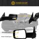 Dasbecan Right Passenger Side Mirror Compatible with 2019-2024 Ram 1500 w/Power Heated Glass/Signal Light/Puddle Light/Blind Spot Mirror/Black Texture/Power Folding (10Pins)