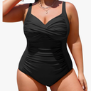 Yonique Women Plus Size One Piece Swimsuits Tummy Control Bathing Suits Twist Front Ruched Swimwear 20W