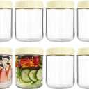 Overnight Oats Containers with Lids, 16oz Glass Jars with Lids 8 pcs, Milk White, Wide Mouth Mason jars for Salad, Yogurt, Snacks, Meal Prep