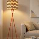 Lightdot 65IN Boho Tripod Floor Lamp, Rustic Tall Standing Lamps with E26 Bulb Included& Fabric Shade, Modern Mid Century Vintage Floor Lamp for Living Room, Bedroom, Home Office-Orange