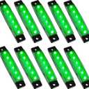 PSEQT 10 Pcs LED Rock Strip Lights Car Under glow Wheel Fender Well Lighting Kits Waterproof for Golf Cart Wrangler Offroad Truck RV UTV ATV Snowmobile (Green)