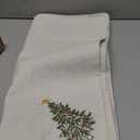 Newwiee Christmas Linen Napkin Set of 4 100% Linen Cloth 20 Inch Christmas Tree Embroidered Napkin Square Dinner Serviette Soft & Durable Holiday Table Decor Xmas Wedding Cocktail Party Supply