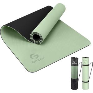 Yoga Mat Non Slip, Eco Friendly Fitness Exercise Mat with Carrying Strap,Pro Yoga Mats for Women,Workout Mats for Home, Pilates and Floor Exercises (0.24*24*72 Inches, Matcha Green / Black)