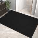 Sturdy Front Door Mat, Absorbent Muddy Dirt Resist Welcome Door Mats Outdoor Indoor, Stain and Fade Resistant, Non-Slip Rubber Backing Low Profile Doormat for Entryway, 36×24, Black