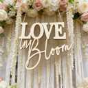Love is in Bloom Backdrop,Wooden Wedding Background for Bridal Shower Decor, Bachelorette Wedding Engagement Valentine Party Photo Props Supplies