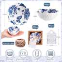Teenyyou 80 Pack Small Ceramic Bowls Bulk Gifts Set Wedding Favors for Guests, 3.3 Inch Floral Mini Dipping Bowl Sauce Dish with Cards Box for Party Souvenir (Classic,Blue)