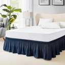 FreshCulture Elastic Wrap Around Bed Skirt - Easy Fit with 22-Inch Tailored Drop, Hotel Quality Dust Ruffle for Full Size Bed (Navy Blue)