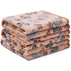 1 Pack 3 Blankets Super Soft Fluffy Premium Fleece Pet Blanket Flannel Throw for Dog Puppy Cat Paw Brown Large(41x31 inch)
