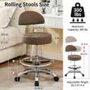FIRAVOE Salon Chair for Hair Stylist (Adjustable Height 20-27 inch) (Stool with Quiet Wheels and Foot Rest) Ergonomic Guitar Stool for Long Sessions (Coffee Brown), With Back & Footrest