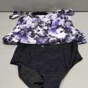 SUUKSESS Women Ruffle High Waisted Tankini Swimsuit Tummy Control Bathing Suit, 
(Purple Floral, L)