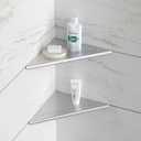 Neodrain 10 Inch Brushed Shower Shelves Corner Shelf for Tile Wall,304 Stainless Steel Corner Shower Shelves for Bathroom, Floating Corner Shelves for Shower Wall, No Drilling(Set of 2)
