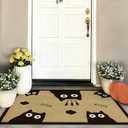 Brown Porch Doormat Entryway rug-3x5, Farmhouse Animal Cat Waterproof Outdoor Rugs for Entrance Kitchen Balcony, Outside Non-Slip Low Pile Washable Door Mat, Stain & Oil Resistant Throw Rug