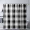 SDIII Black and White Gingham Shower Curtain Set 72x72 Inch Waterproof Microfiber Farmhouse Boho Buffalo Plaid Shower Curtain for Bathroom Decor Checkered