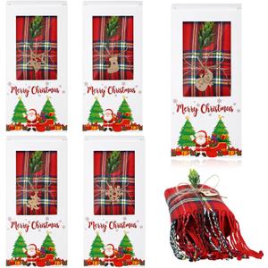 Berlune Christmas Scarf with Fringe Bulk Winter Soft Scarves for Women Men with Xmas Gift Boxes for Christmas Winter Party (Plaid)
