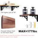 Folding Shelf Brackets 24 inch 4 Pcs - DIY Wall Mounted Shelf Bracket for Garage Workstation, Stuff Supports, Plant Stand - Heavy Duty Metal Collapsible Floating Shelf Bracket Black