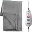 Brookstone Oversized Electric Heated Throw - Heated Blankets - 4 Heat Settings, 4-Hour Auto Shut Off, 100% Polyester, 50"x60" - Charcoal