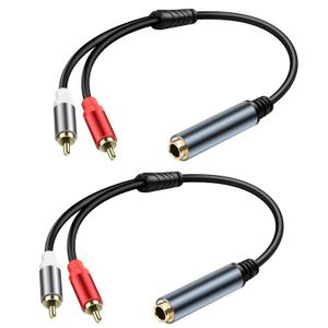 6.35mm Stereo to 2RCA Audio Cable1/4 Inch Female to Dual RCA Male Audio Y Splitter Cable 1/4 inch TRS Jack to 2 RCA Plug Connector Wire Cord for Amplifier Microphone 30CM(2Pcs)
