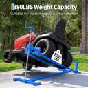 Garvee 800Lb Heavy Duty Lawn Tractor Lift Jack - Foldable Riding Mower Lifter with Manual Crank & Power Drill Handle for Easy Maintenance & Storage - Blue