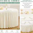60Inch Ivory Round Tablecloth,8 Pack Wrinkle Resistant 5ft Spandex Tablecloth,Washable Stretchy Polyester Table Cloth Round Cover for Dining Table,Wedding,Reception Banquet, Birthday Party, Buffet