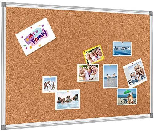BIBOC Cork Bulletin Board,Cork Board,Felt Board, Pin Board, Notice Board, Memo Board for Homes or Offices,18 X 24 Inches, Silver Aluminium Frame