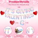 Valentines Day Decorations, No DIY Shiny Iridescent Silver Holographic It's Giving Valentines Banner with Valentine's Day Red Hearts for Valentines Home Mantle Wall Bedroom Decor