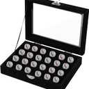 24 Slots Championship Ring Display Case, Sports Baseball Ring Display Case Box Flannel Baseball Ring Holder for Multiple Rings Championship Ring Box for Ring Display Sports Fan Souvenirs