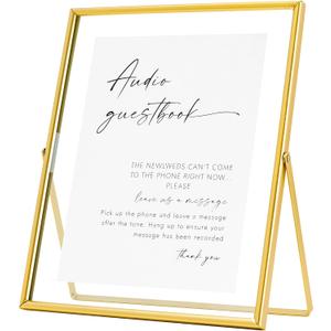 Calculs Gold Glass Picture Floating Frames 10x8 inches for Party Table Decoration Sign Wedding Inspo Audio Guest Book Welcome Sign Holder for Photobooth